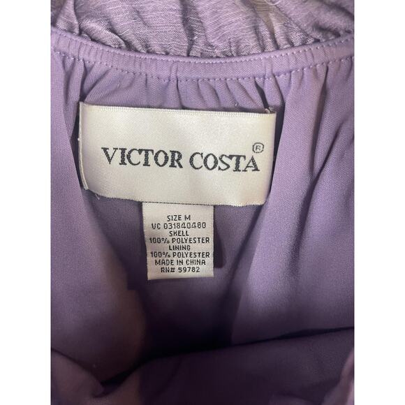 Victor Costa Shirt Women's Medium Purple Ruffle Rosette Peplum Sheer Top Belted - Picture 4 of 8